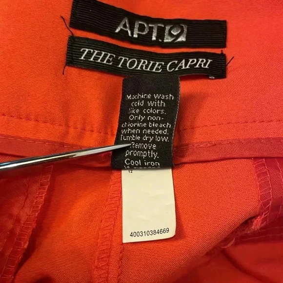 Apt. 9 The Torie Capri Women’s 12 Set of 2 Orange & Black Cropped Pants - Picture 8 of 8